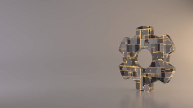cogwheel simgesinin hafif arkaplan 3d oluşturma sembolü