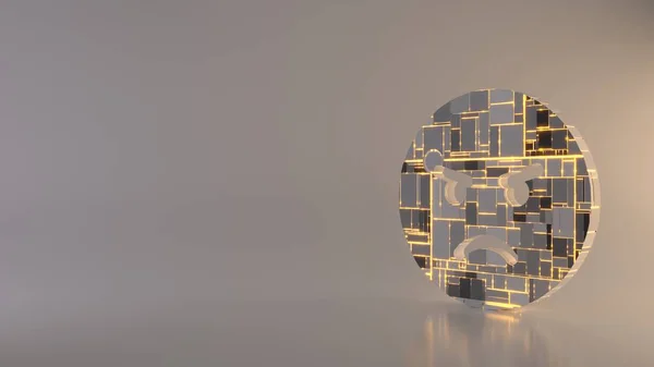 Öfkeli simgenin hafif arkaplan 3d rendeleme sembolü