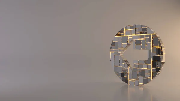 Çember simgesinde sol okun hafif arkaplan 3d rendeleme sembolü