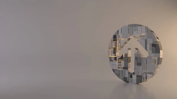 ışık arkaplan 3d daire simgesinde yukarı ok oluşturma simgesi