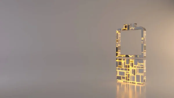 Licht Hintergrund 3D-Rendering vertikales Symbol der halb geladenen Batterie-Symbol — Stockfoto