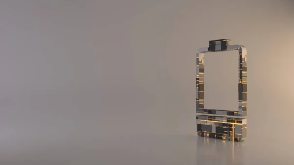 Світлий фон 3d візуалізація вертикального символу третьої зарядженої піктограми батареї — стокове фото