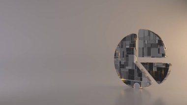 Çizelge pasta simgesinin hafif arkaplan 3d rendeleme sembolü