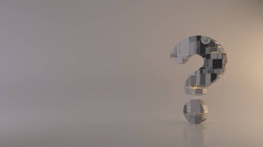 Soru simgesinin hafif arkaplan 3d oluşturma simgesi