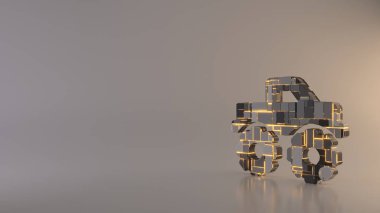 hafif arkaplan 3d kamyon canavar simgesi oluşturma