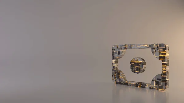 お金のアイコンの光の背景3Dレンダリングシンボル — ストック写真