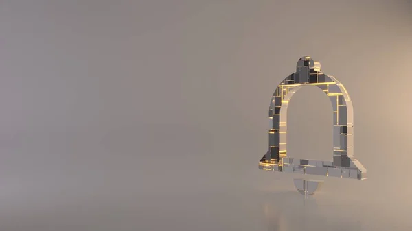 ライトバック3Dレンダリング通知のシンボルベルボタンアイコン — ストック写真