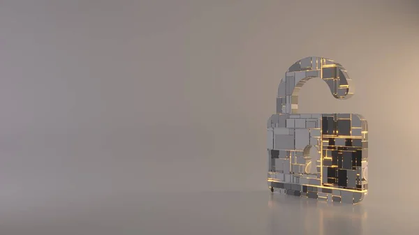 Светлый фон 3d-рендеринг символа навесного замка — стоковое фото