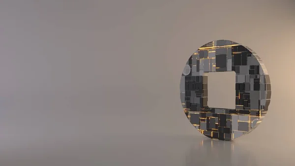 라이트 백그라운드 3D 렌더링멈춤 원 아이콘의 상징 — 스톡 사진