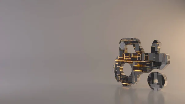 Licht Hintergrund 3D-Rendering-Symbol des Traktors Symbol — Stockfoto