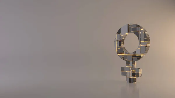 밝은 배경 3D 렌더링, 금성 아이콘의 상징 — 스톡 사진