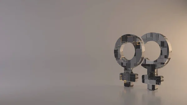 Luz de fundo 3d símbolo de renderização de Venus ícone duplo — Fotografia de Stock