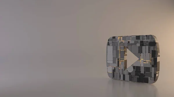 Światło tło 3d renderowania symbol ikony logo Youtube — Zdjęcie stockowe