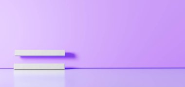 Renk duvarına yaslanmış, sağ tarafında boşluk olan beyaz simgenin 3D görüntülemesi