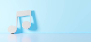Müzik çalar simgesinin 3d görüntülemesi sağ tarafında boş alan olan zemin yansıması ile renk duvarına dayanır