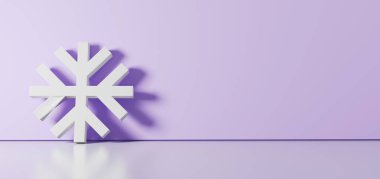 Kar Tanesi simgesinin 3 boyutlu görüntülemesi sağ tarafında boş alan olan zemin yansıması ile renk duvarına yaslanıyor