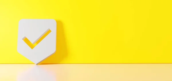 Burada bulunan beyaz sembolün 3d görüntülenmesi sağ tarafında boş alan olan yer yansıması ile renk duvarına dayanan simge simgesi — Stok fotoğraf