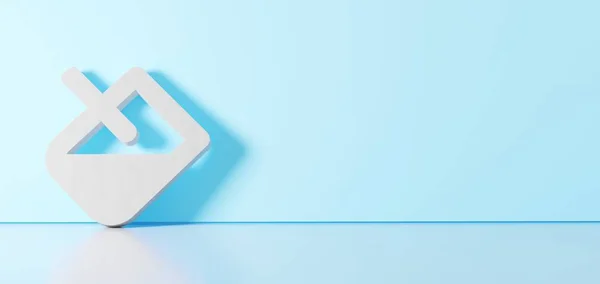 Representación 3D del símbolo blanco del icono de relleno apoyado en la pared de color con reflexión del suelo con espacio vacío en el lado derecho —  Fotos de Stock