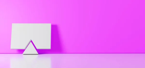 Representación 3D del símbolo blanco de la televisión09 icono apoyado en la pared de color con la reflexión del suelo con espacio vacío en el lado derecho —  Fotos de Stock