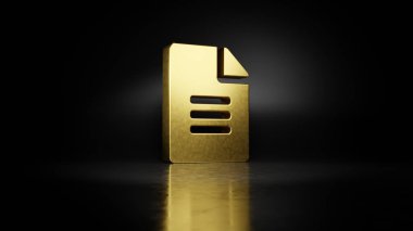 Alternatif 3d dosyasının altın metal sembolü. Zeminde koyu arkaplanda bulanık yansıması var.