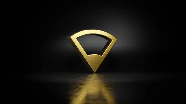 Zlatý kovový symbol připojení 3d provedení s rozmazaným odrazem na podlaze s tmavým pozadím — Stock fotografie