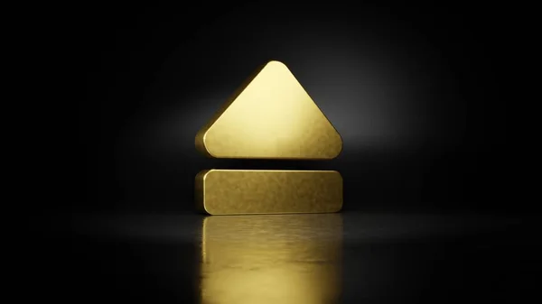 Metallo oro simbolo di espulsione rendering 3D con riflesso sfocato sul pavimento con sfondo scuro — Foto Stock