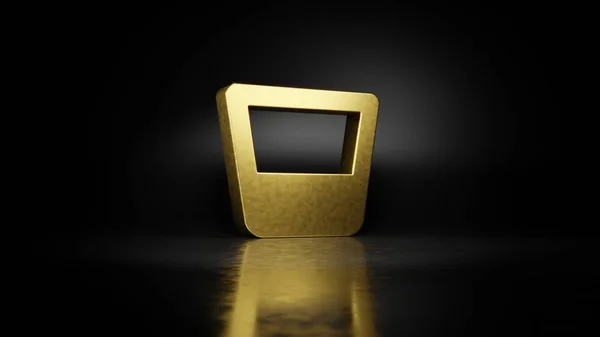 Goud metalen symbool van glas whisky 3d rendering met wazige reflectie op de vloer met donkere achtergrond — Stockfoto
