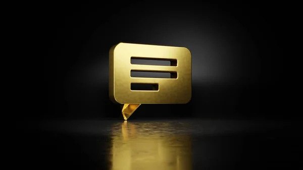 Gold metal symbol of multimedia  3D rendering with blurry reflection on floor with dark background — Stock Photo, Image