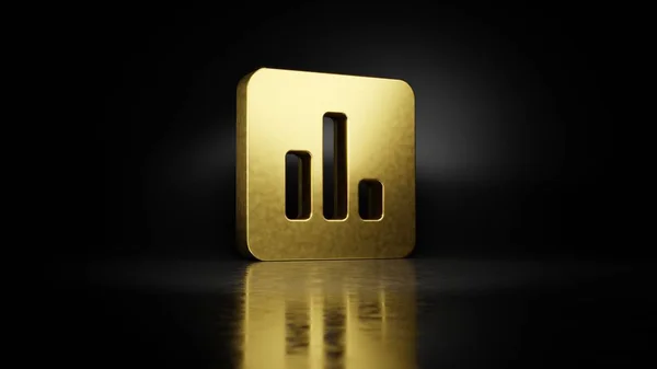 Gold metal symbol of poll 3D rendering with blurry reflection on floor with dark background — Stock Photo, Image