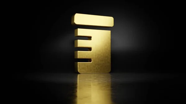 Gold Metall Symbol der verschreibungspflichtigen Flasche 3D-Rendering mit verschwommener Reflexion auf dem Boden mit dunklem Hintergrund — Stockfoto