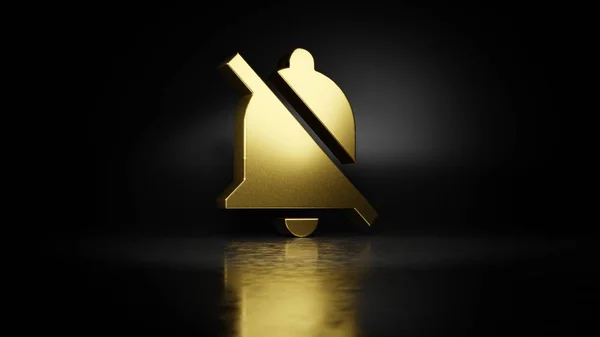 Gold metal symbol of sound  3D rendering with blurry reflection on floor with dark background — Stock Photo, Image