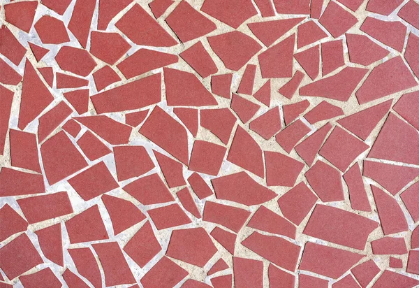 Azulejo Quebrado Mosaico Sem Costura Padrão Parede Vermelha Ladrilhos — Fotografia de Stock