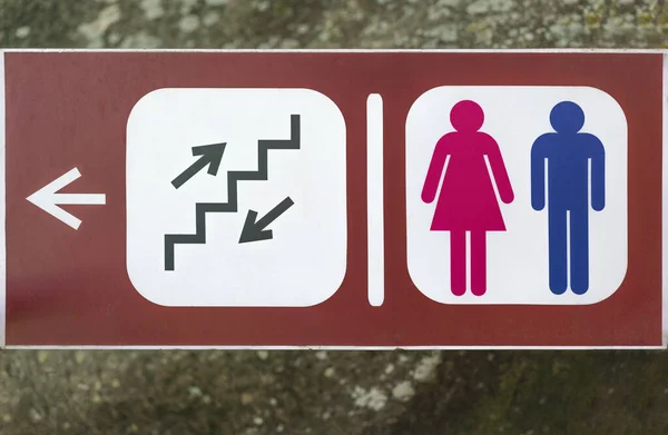 Sign Pointing Stairs Toilet — Stock Photo, Image