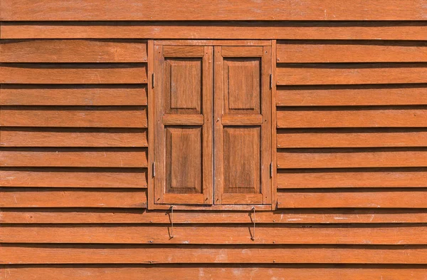 Geschlossenes Fenster Einem Alten Braunen Holzhaus Thailand Phuket — Stockfoto