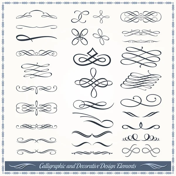 Colección de patrones de diseño caligráfico y decorativo — Vector de stock