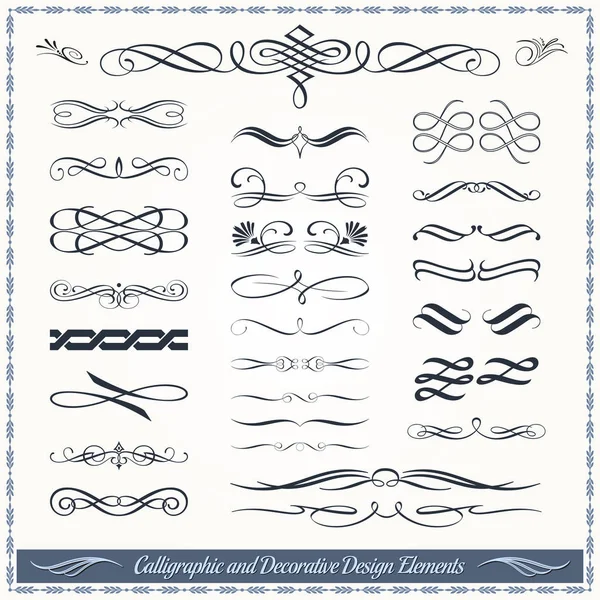 Colección de patrones de diseño caligráfico y decorativo — Archivo Imágenes Vectoriales
