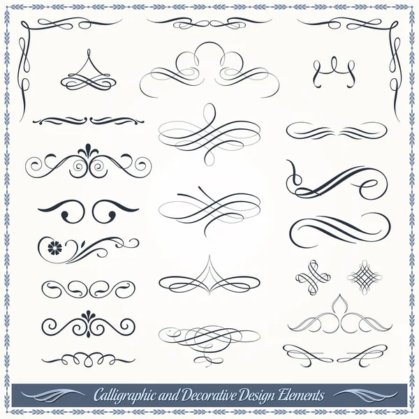 Colección de patrones de diseño caligráfico y decorativo — Vector de stock