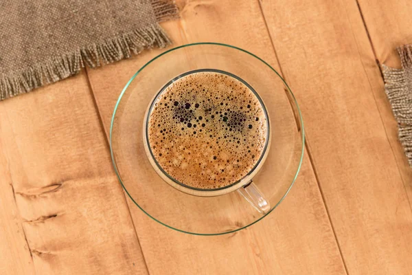 Kaffee Einer Glastasse Von Oben Gesehen — Stockfoto