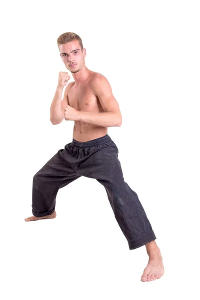 Unga karate fighter — Stockfoto