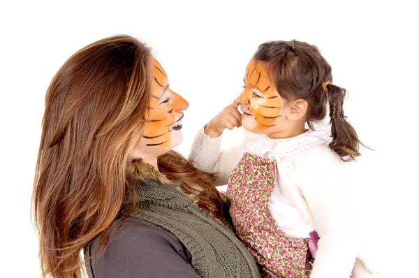 Sisters with face painted — Stock Photo, Image