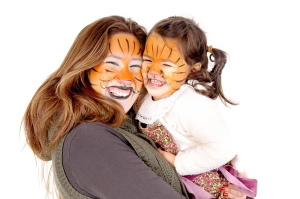 Sestry, malované jako tygři — Stock fotografie