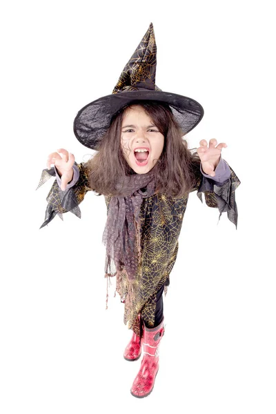 Kostým čarodějka dívka — Stock fotografie