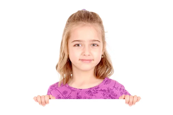 Menina segurando cartaz — Fotografia de Stock