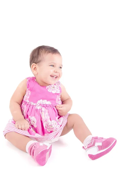 Bebé niña en vestido rosa — Foto de Stock