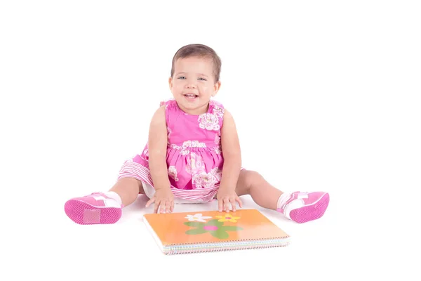 Menina com álbum para desenho — Fotografia de Stock