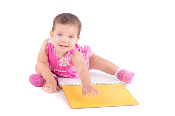 Meisje met album voor tekening — Stockfoto