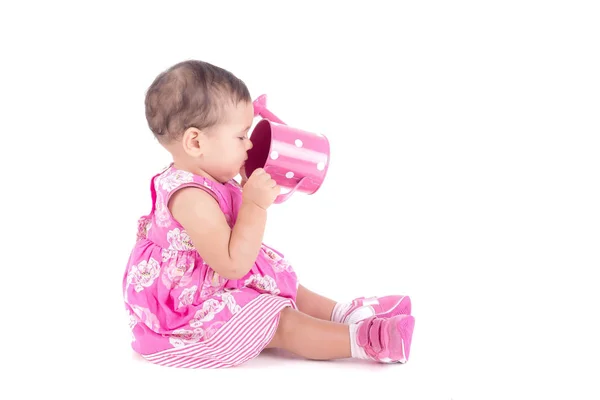 Menina com regador pode — Fotografia de Stock