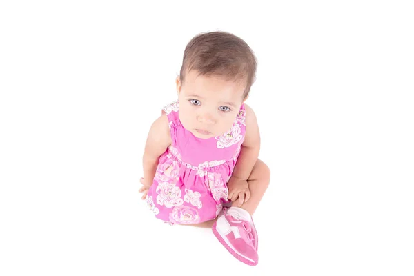 Bebé niña en vestido rosa —  Fotos de Stock
