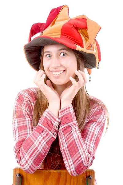 Girl dressed as  clown — Stock Photo, Image