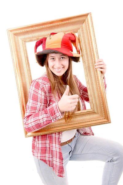 Girl dressed as  clown — Stock Photo, Image